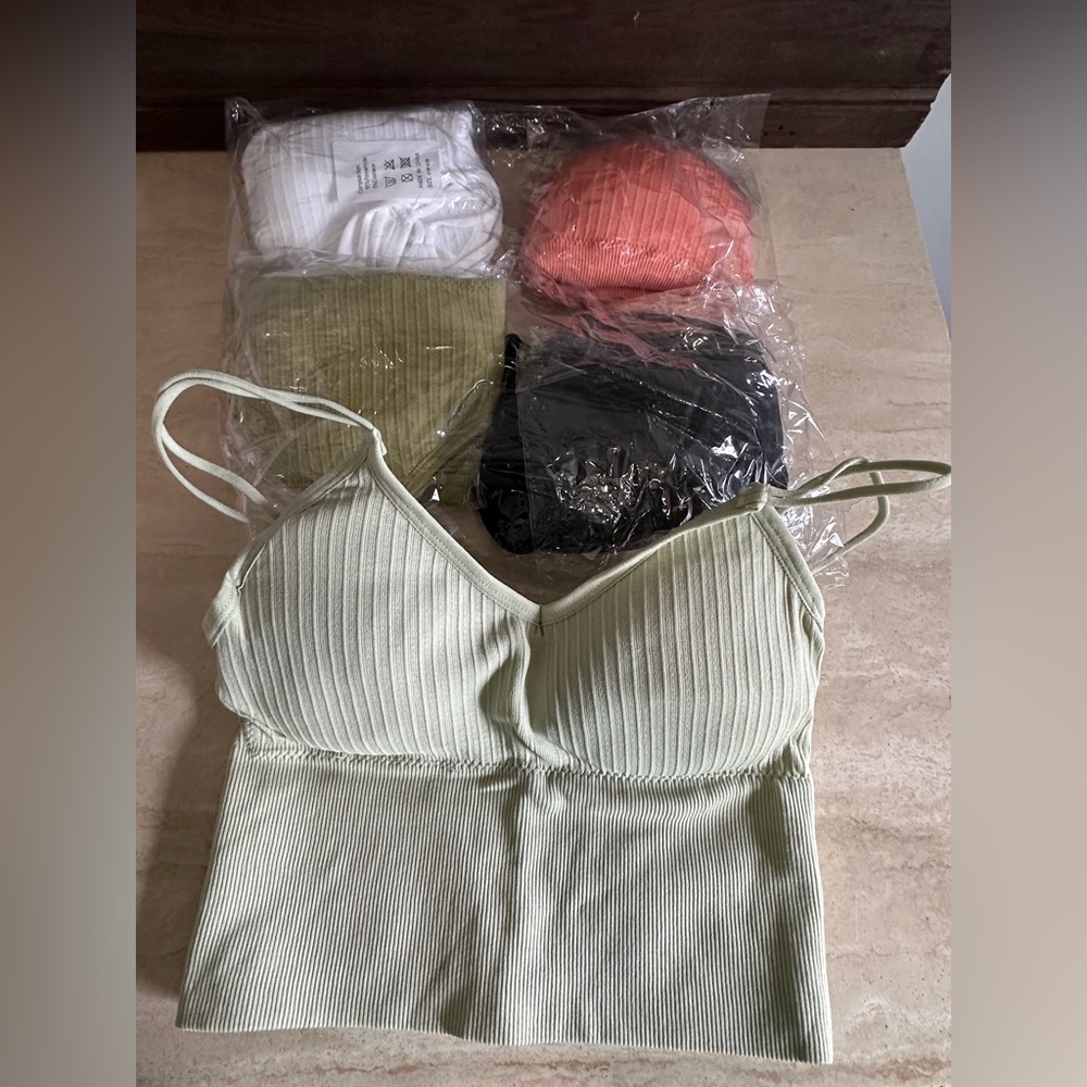 Ribbed Spaghetti Strap Tank Tops - Set of 5